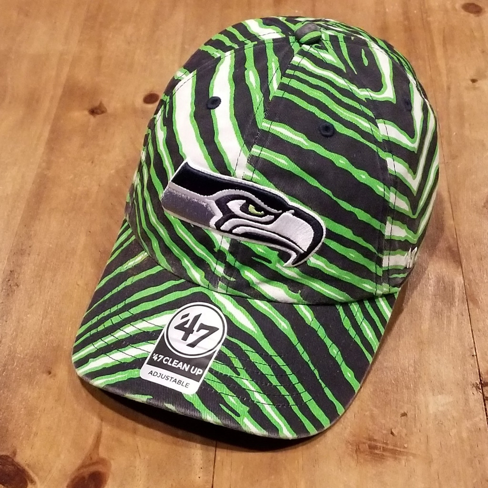 Seattle Seahawks Hat Zubaz Tiger Zebra Stripe 47 Brand Adjustable Clean Up - Picture 5 of 10